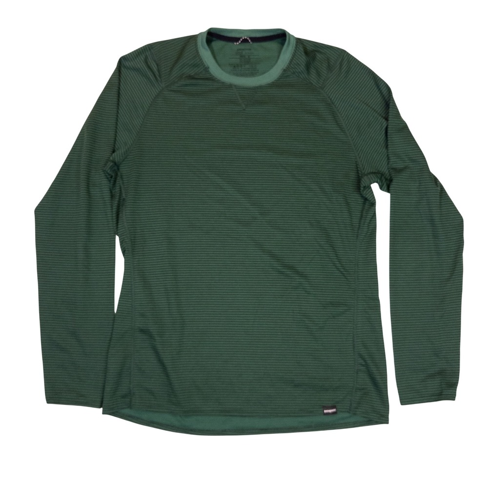 Patagonia Capilene 2 Polartec Baselayer Men XL Green Long Sleeve Striped Top